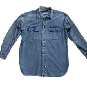 VTG Polo Ralph Lauren Denim Work Shirt Size M 100% Cotton